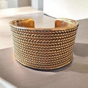 Chanel Gold Plated Textured Cuff Bracelet